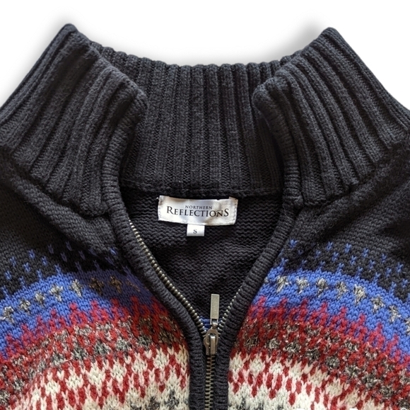 Northern reflections fair isle style zip cardigan size S - Picture 3 of 6